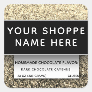 Gold Glitter Elegant Food Container Candle Label