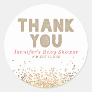 Gold Glitter Elegant Modern Thank You Classic Round Sticker