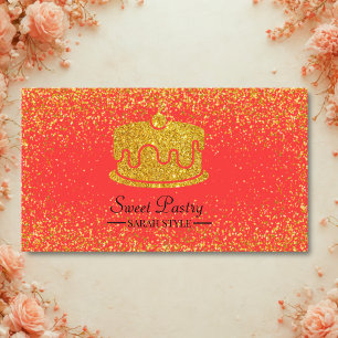Gold Glitter Elegant Pastry Bakery Business Card