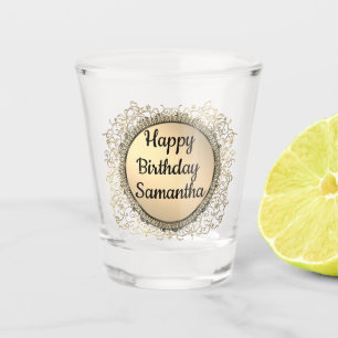 Gold Glitter Elegant Personalised Birthday Shot Glass