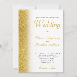 Gold Glitter Elegant Script Wedding Invitation