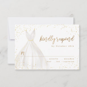 Gold Glitter Elegant Sparkle Dress RSVP Card