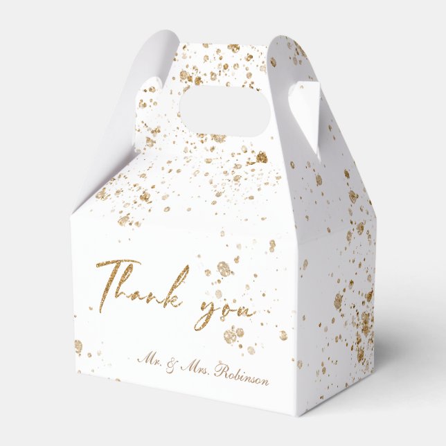 Gold glitter elegant texted favour box (Front Side)