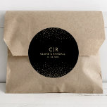 Gold Glitter elegant Wedding Classic Round Sticker<br><div class="desc">This gold glitter elegant wedding classic round sticker is perfect for a modern wedding reception. The design features beautiful gold glitter element in a black background to embellish your event.</div>