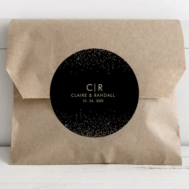 Gold Glitter elegant Wedding Classic Round Sticker (Creator Uploaded)