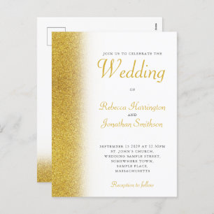 Gold Glitter Elegant Wedding Invitation Postcard