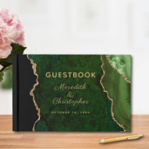 Gold Glitter Emerald Green Agate Wedding