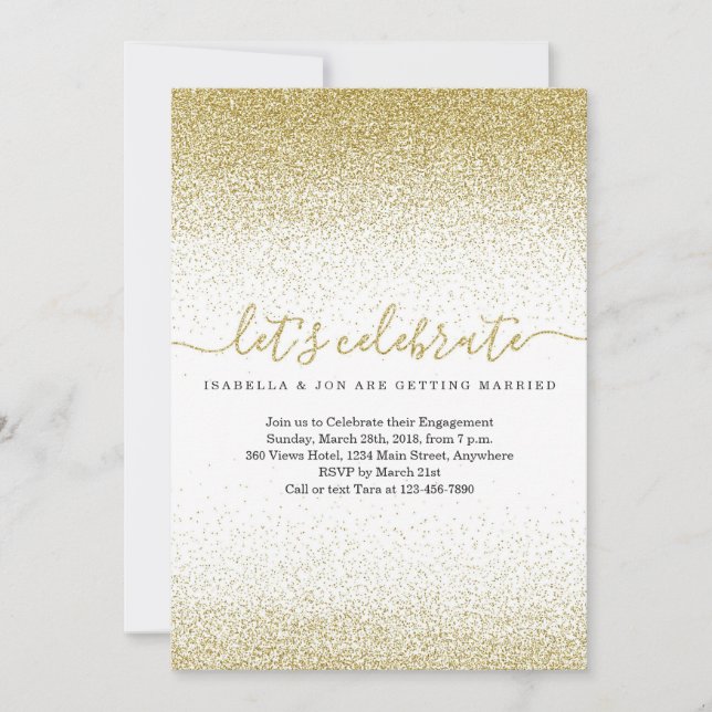 Gold Glitter Engagement Party Invitation (Front)