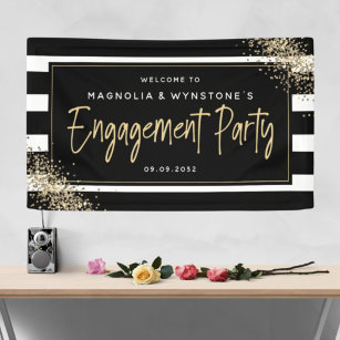 Gold Glitter Engagement Party Welcome Banner