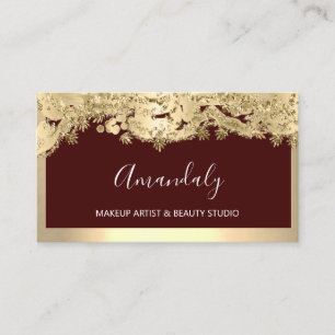 Gold Glitter Event Planner Fashion Black Burgundy Business Card