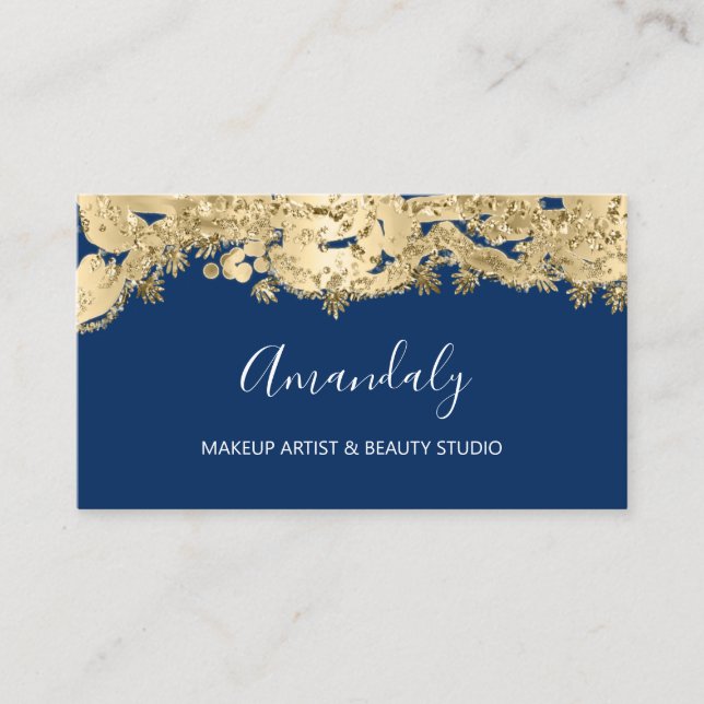 Gold Glitter Event Planner Stylist  Blue Navy  Business Card (Front)
