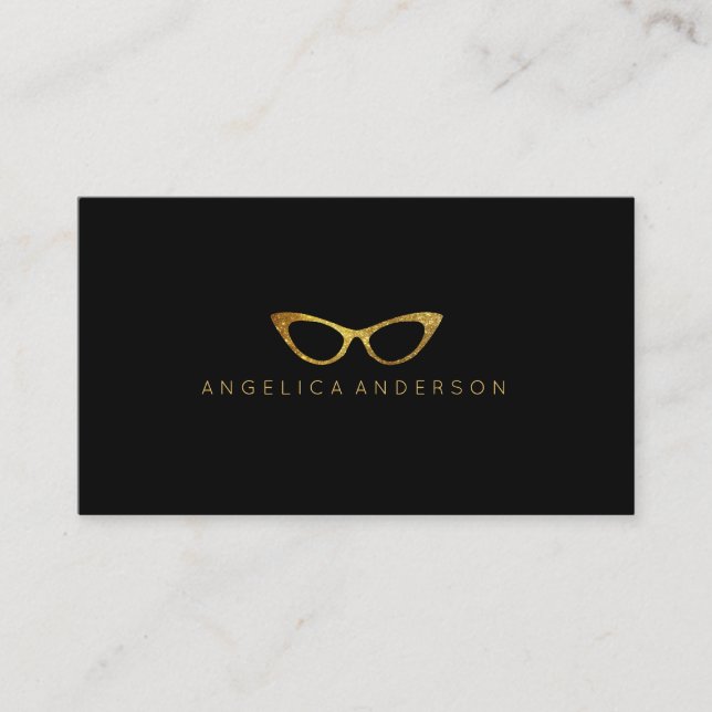 Gold Glitter Eye Glasses Business Card (Front)