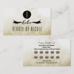 Gold Glitter Eyelashes Customer Loyalty Card