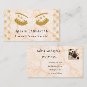 Gold Glitter Eyelashes & Photo Business Card