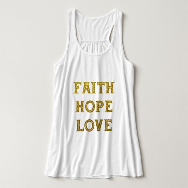 Gold Glitter | Faith Hope Love T-Shirt Singlet (Design Front)