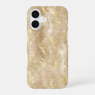 Gold Glitter Fancy Palm Leaves Pattern  iPhone 16 Case