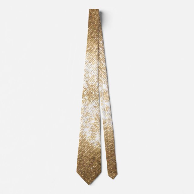 Gold Glitter Fashion Money Sparkle Glimmer Bling Tie (Front)