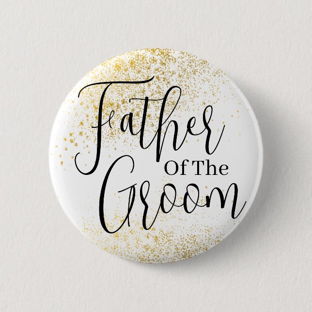 Gold Glitter father of groom wedding  Button (Front)