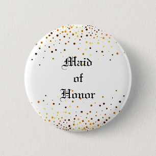 Gold Glitter Faux Foil Confetti Maid of Honour 6 Cm Round Badge