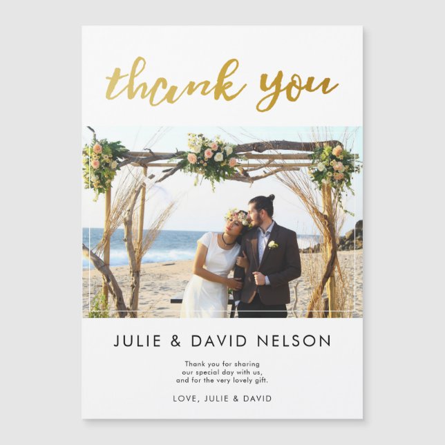 gold glitter faux foil hand lettering thank you (Front)