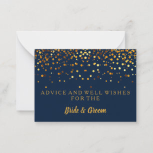 Gold Glitter Faux Foil Wedding Advice Card