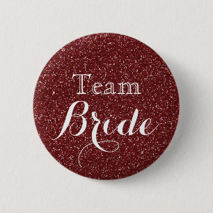 Gold Glitter Faux Foil Wedding Team Bride 6 Cm Round Badge