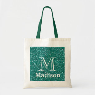 Gold glitter faux personalised monogram tote bag