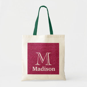 Gold glitter faux personalised monogram tote bag