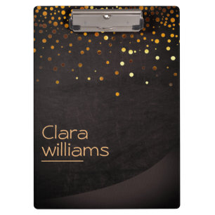 Gold Glitter Faux Sparkle Confetti Modern Elegant Clipboard