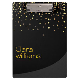 Gold Glitter Faux Sparkle Confetti Modern Elegant Clipboard