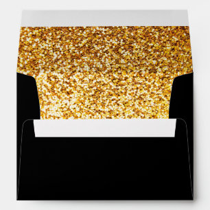 Gold Glitter (faux) with return address envelopes