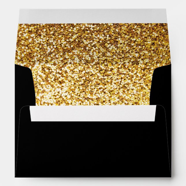 Gold Glitter (faux) with return address envelopes (Back (Bottom))