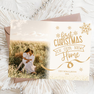 Gold Glitter First Christmas in Our New Home Holiday Card