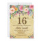 Gold Glitter Floral 16th Birthday Invitation