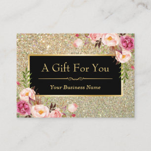Gold Glitter Floral Beauty Salon Gift Certificate