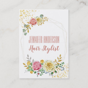 Gold Glitter Floral Geometric Beauty Appointment Card