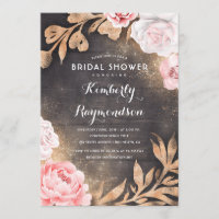 Gold Glitter Floral Rustic Country Bridal Shower