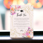 Gold glitter floral watercolor photo graduation thank you card<br><div class="desc">A chic spring,  summer pink,  purple and orange floral watercolor and gold glitter confetti typography graduation thank you card with hand painted flowers,  greenery watercolor leaf branches with gold geometric terrarium frame on blush pink background,  add your photo at the back</div>