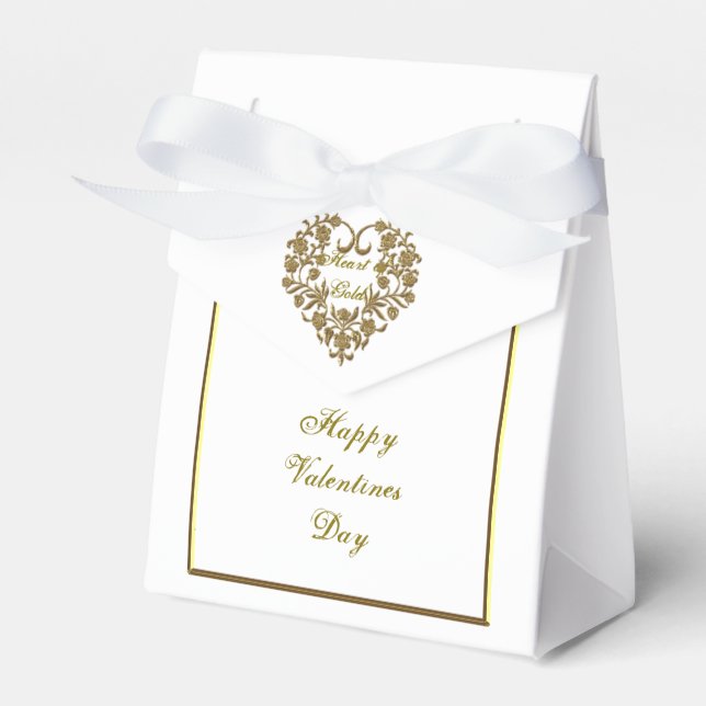 Gold Glitter Flourish Valentine Favour Box (Front Side)