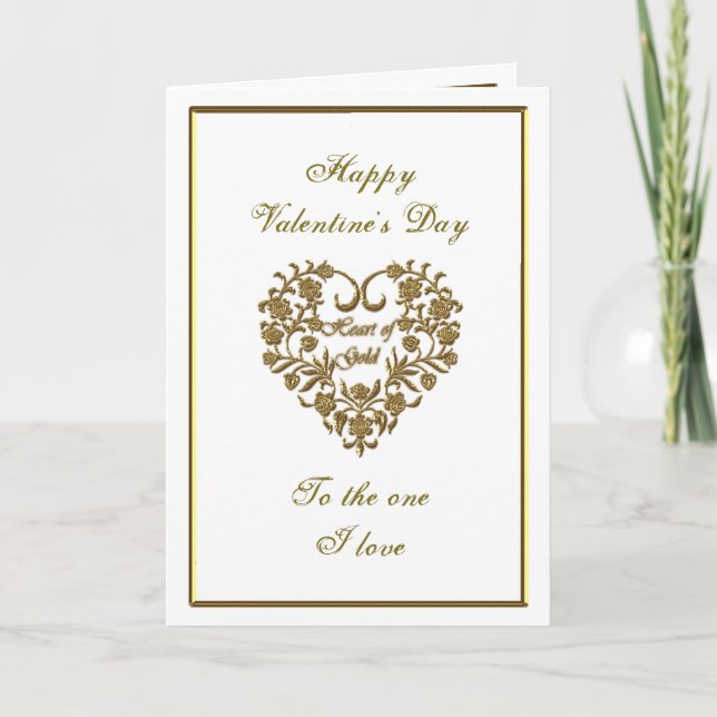Gold Glitter Flourish Valentine Greeting Card (Front)