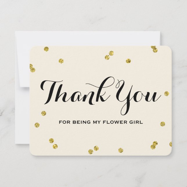 Gold Glitter | Flower Girl Thank You Cards (Front)