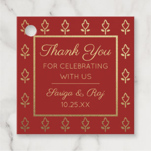 Gold Glitter Flower Wedding Return Gift Favour Tags