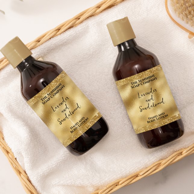 Gold Glitter & Foil Cosmetics Bottle Label (Creator Uploaded)