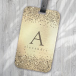 Gold Glitter Foil Monogram Luggage Tag<br><div class="desc">Personalise this gold glitter design with your name and monogram initial.</div>