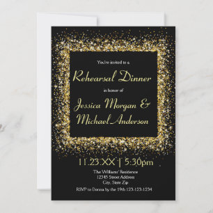Gold Glitter Frame - Rehearsal Dinner Invitation