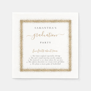 Gold Glitter Fun Facts Name Graduation Party Napkin