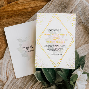 Gold Glitter Geometric Frame Modern Wedding