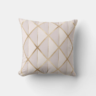 Gold glitter, geometric rhombus pattern. cushion