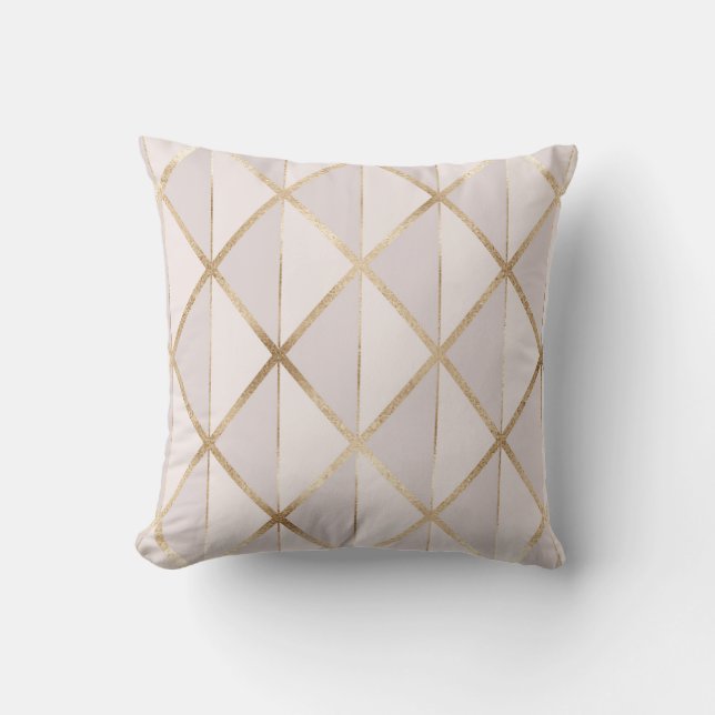 Gold glitter, geometric rhombus pattern. cushion (Front)