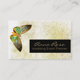 *~* Gold Glitter Gilded Watercolor Butterfly Business Card